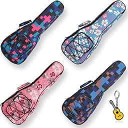 Longteam Print Ukulele Case 10mm Sponge Portable Waterproof Ukuleles bag Cover Uke gig bag with Accessory Storage Pocket (21 In Soprano, Red Plaid)-image-66