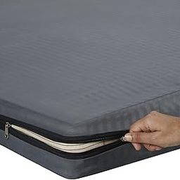 ASIAN Handloom Cotton 300TC 6x3 feet Mattress Cover Protector with Zip/Chain Single Bed (Gray, 1 pc Single 72x36x6)-image-55