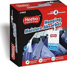 Heebo - Hanging Moisture Absorber Pack 2 | Moisture Relieve | Used in wardrobes | Gym lockers | modular kitchen closets | Dining Room|Bathroom|Living Room | Car moisture absorber | Lavender Fragrance-image-60