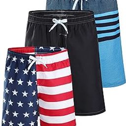 Men's Swim Trunks Pack of 3 Quick Dry 7" Inseam Beach Shorts with Mesh Lining and Zipper Pockets-image-38