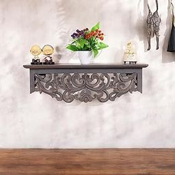 THE URBAN STORE Shelf Wooden Wall Mounted Distressed Grey Color 60 x 20 X 19 CM Pack of One French Country Style Elegantly Floral Hand Crafted for Home and Office Decor TUSSLF09-image-17