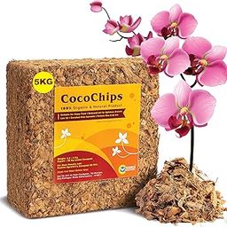 Coco Chips for Gardening 5Kg Brick Extra Nutrients Added Expands Upto 20 Kg Low Ec Coconut Husk Pure Natural & Eco Friendly Potting Mixture Soil Less Orchid Potting Mix Best for Plant Root Aeration-image-71