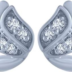 18k (750) White Gold and Diamond Stud Earrings for Women-image-91