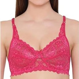 Fancy Full Net Bra for Women| Stylish Everyday Regular Lace Bra Blend T Shirt Bra|Pack of 1 (in, Alpha, M, B, 34, Pink)-image-73