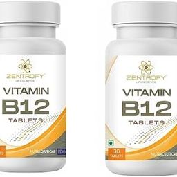 Zentrofy Lifescience Vitamin B12 Tablets, 30 Count, Vegetarian, Energy Support Pack of 2-image-89