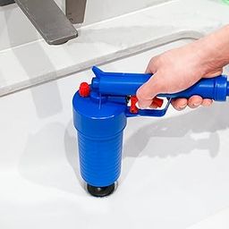 Toilet Unclogger, Drain Clog Remover Tool, Toilet Plunger, Reusable Air Drain Blaster with 4 Unclogging Heads, for Kitchen Sink, Toilet, Bathroom, Shower, Clogged Pipe (Blue)-image-29