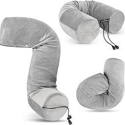 Xtra-Comfort Twist Memory Foam Travel Pillow for Neck, Chin, Lumbar and Leg Support - Neck Cushion for Traveling on Airplane - for Side, Stomach and Back Sleepers- Adjustable and Bendable Roll Pillow-37