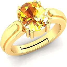 Men's and Women's Certified 5.25 Ratti Pukhraj Guru Graha Rashi Ratan Panchdhatu Natural Yellow Sapphire Gemstone Ring Anguthi for Astrological Purpose-20
