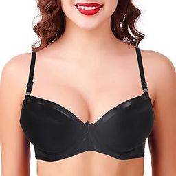 Women's Polycotton Padded Underwire Push Up Bra Black-picture-27