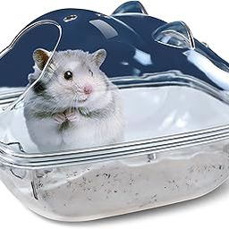 lazYYzal-Hamster-Bathtub, Hamster-Bathroom,Small-Animal-Habitat Décor,Relax-Habitat-House,Sand-Bath-Container-Transparent Beds (S 5.1 * 3.6 * 3.6 inch)-image-34