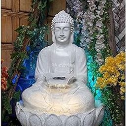 Lotus Buddha Water Fountain for Home, Office, Garden Large Size Water Fountain Items for Living Room | Bedroom | (Pure White)-image-90