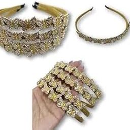 Hair Bands for Women, Elastic, Golden, Pack of 6, Standard Size-image-97