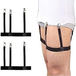 Men's/Women's High Elastic Nylon Shirt Garter Tucker Belt (Black, Standard)-image-28
