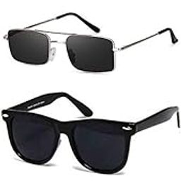 MC stan Shades Unisex set of 4 MC stan goggles rectangle sun glasses MC stan shades Retro Vintage Narrow Women::white black glasses white google for women offer pack of 4 goggles for men-1