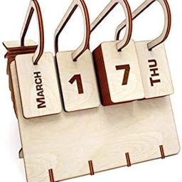 Nabster Calendar 2022 Desk Wooden Calendar Wooden Perpetual Calendar Desk Top Office Home - Lifetime Infinite Calendar 2021-5.3 * 4.3 * 5.3 inches-image-32