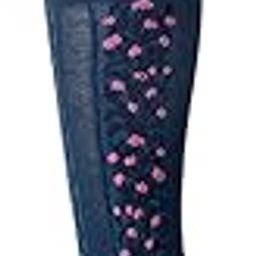Cotton Women's Floral Knee High Socks - Navy-image-36