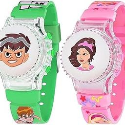 Digital Dial Combo of 2 Cartoon Glowing Rotating Cap Kids Toy Watches – Fun & Colorful Wrist Watch for Boys & Girls (Age: 3-10 Years)-image-32