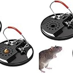 HASTHIP® 4PCS Rat Trap for House Garden Patio Mouse Quick Response Catcher Reusable Disk Strong Spring Loaded Round Killer for Mice and Other Rodents in Kitchen Garage-image-44