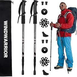 WINDWARRIOR Adjustable Trekking Poles – Lightweight Aluminum Hiking Sticks with Shock Absorbers & Terrain Tips – Foldable Walking Poles for Men, Women & Kids with Storage Bag (Black, Set of 2)-image-40