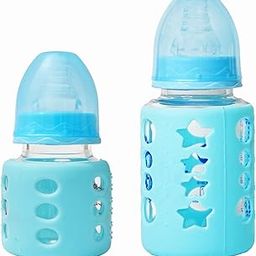 The Little Lookers High Borosilicate Glass Feeding Bottle for Baby/Feeder for Newborn | Super Soft Flow Control & Anti Colic Nipple for Infants/Toddlers - Blue (60ml &120ml)-picture-10