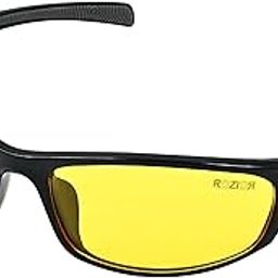 ROZIOR® Night Driving Glasses Fit Over Glasses for Men Women, Anti Glare HD Yellow Lense Bike Cycle Glasses-12