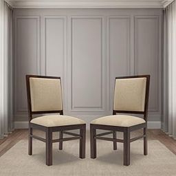 HANDWOOD FURNITURE Modern Home Furniture | Solid Wood Set of 2 Dining | Study Chair | Home & Office Furniture |Walnut Finish with Cream Cushions | Pre Assembled (Ready to Use)-image-22