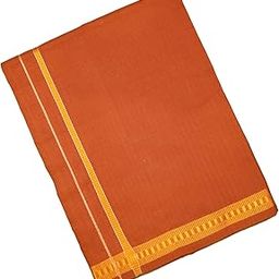 Kerala Style Men’s Cotton Dhoti with border | Casual Style | 2.0 Meter | Pack of 1 (Orange)-image-86