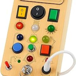 Novo Baby Busy Board for Toddlers | Montessori Toy with Switches, Buttons & Activities | Portable Wooden Busy House | Educational Toy for Baby Boys & Girls Age 2 3-18