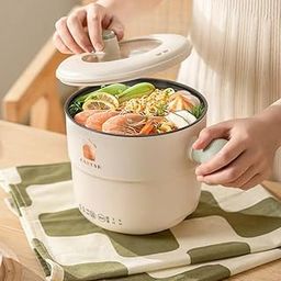 Electric Mini Cooking Pot, 1.8L, Non-Stick Interior, Multi-function Hotpot (cooking pot(cream))-14