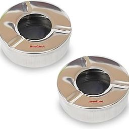 Homfine Pack of 2Pcs Ashtray with Lid Stainless Steel Ash Holder Tray for Cigarette Smoking for Car, Home, Office and Bar (Silver)-picture-10