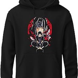 Khakey Cotton Hoodie for Boys | Black Navy Maroon Colour Hoodies | New Trending Anime Tshirts | Itachi Uchiha Printed Hooded Sweatshirt for Boy (in, Age, 11 Years, 12 Years, Regular Fit, Black)-image-84