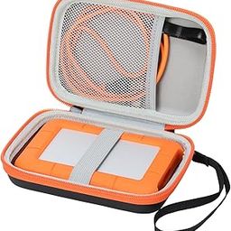 YUSSOT Case Compatible with LaCie Rugged Mini 1TB/ 2TB/ 4TB/ 5TB External Hard Drive Portable HDD, Carrying Case Storage Holder for Hard Drives for Mac and PC Computer, Orange (Case Only)-6