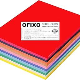 OFIXO 50pcs 150Gsm Color Sheets Printing Papers/Art and Craft paper A4 Sheets Double Sided Colored Origami Folding Wish Paper DIY Craft Smooth Finish Home, School,-image-93