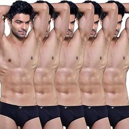 Vantage Men's Super Combed Cotton Solid Brief with Ultrasoft Waistband Pack of 5-13