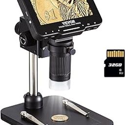 VEVOR LCD Digital Microscope for Adults Kids, 4.3" IPS Screen, Coin Microscope 50X - 1000X Magnification with 8 LED Lights, PC View, 32GB SD Card, USB Microscope for Windows/MacOS, Black-21