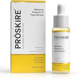 Proskire 10% Advance Vitamin C Face Serum With Ferulic Acid, Mandarin Orange Ext. For Dark Spots, Pigmentation & Glowing Face - 30 ml Pack-12