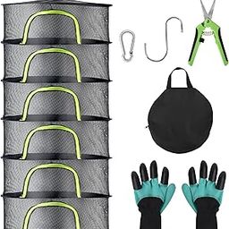 BRIVADO Herb Drying Rack Hanging Mesh 6 Layer 24" with Zipper, Gloves, Garden Pruning Shear, Hook & Carabiner Clip for Drying Herbs, Plants, Seeds, Buds | Outdoor, Hydroponics Herb Dryer Hanging Rack-image-47