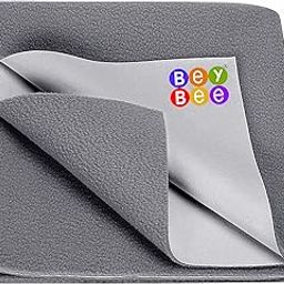 BeyBee Instadry Anti-Piling Fleece Extra Absorbent Quick Dry Sheet for New Born Babies, Cotton Bed Protector Mattress, Reusable Waterproof Baby Cot Sheet for Toddler Infant, Small Size 50x70cm, Grey-15