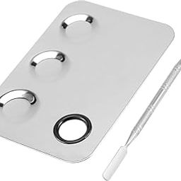 Mixing Makeup Palettewith Spatula Tool, 3-Well Makeup Palette Mixer Tray, Stainless Steel Cosmetic Palette, Multipurpose Makeup Applicators for Nail-Art, Cosmetic & Pigment-41