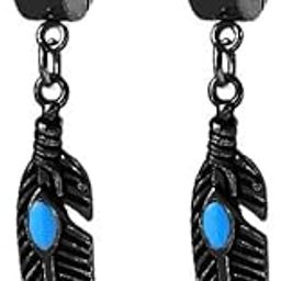 FEATHER BLACK - Titanium Steel Hoop Earrings for Men & Boys-image-38