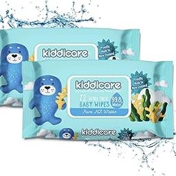 Kiddicare Baby Wipes Water Based - 144 Wipes (Pack of 2) | Extra Soft & Thick Cleansing Baby Wet Wipes | Alcohol-Free, Vitamin E Enriched |Gentle, Sensitive Skin-Friendly Travel Pack.-15