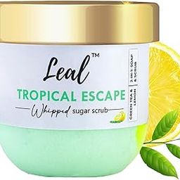 Leal Cosmetics Whipped Face & Body Scrub - 200gm (Tropical Escape) | Exfoliator 2 in 1 Green Tea Sugar Scrub & Soap for Dead Skin, Tan Removal & Blackhead Remover | pH Balanced | Sulphate & Paraben Free-image-39