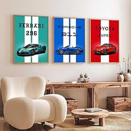walllane SET OF 3 SPORT CAR Y2 (Art 2, (19x25 inch), Framed)-image-7