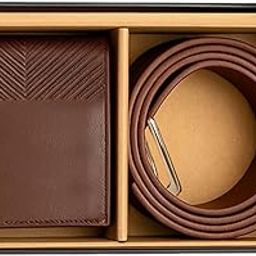 Brown Wallet and Belt Combo Gift Set for Men | Stylish Leather Wallet with Formal Belt | Best Gifts for Men | Gift for Husband, Brother, Dad | Men's Accessories-image-0