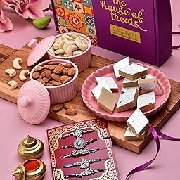 Rakhi Hamper For Brother Rakhi Set Of 5 Dry Fruits Combo Pack Rakhi With Sweets Rakhi Combo With Sweets Kaju Katli Cashew Almond Krishna Rakhi Set Of 5-image-54