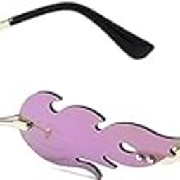 Fire style Glasses Sun Glasses Stylish and Trendy party glasses Multicolor | Fire Flame Sunglasses Flame Rimless Sunglasses Rimless Wave Glasses Fire Shape Glasses Eyewear-image-47