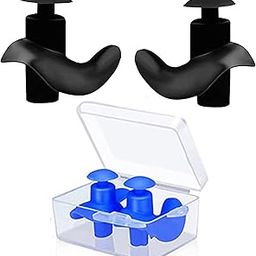 Silicone Earplugs for Swimming Bathing and Sleeping, Professional Noise Reduction Reusable Silicone Swim Earplugs for Adult Swimmers Children Diving (2 Pair) (Black-Blue)-image-92