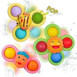 Wembley Baby Products Bath Toys 3 PCS Suction Cup Spinner Toy for Baby Toddlers Sensory Toys for Kids | Sticks to Window Table Baby High Chair Tray Bath Spinners for Baby Gifts for Baby Toddlers-80