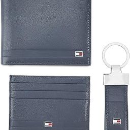 tommy hilfiger Men's Leather Global Coin Wallet, Card Holder, Key Fob with Plain Line On Front Combo Set Navy (TH/BLACKPOOL/WALL/CC/KF/08)-picture-42
