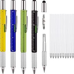 Pack of 4 Multitool Pen Gifts for Men, 6 in 1 Cool Gadget with Ruler, Spirit Level, Screwdriver, Stylus, Ballpoint Pen, Gift for Christmas, Father's Day, Valentine's Day, Birthday-13